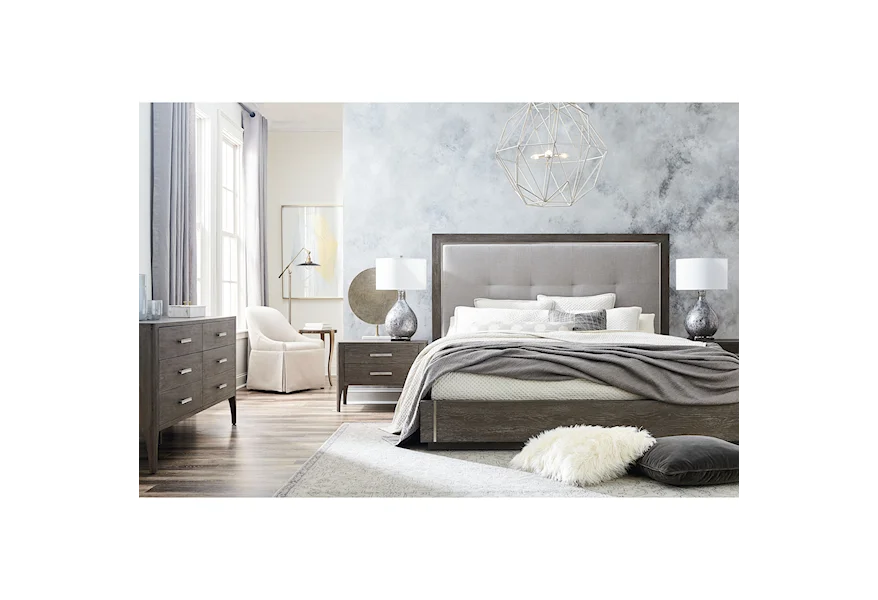 Modern - Astor and Rivoli King Bedroom Group by Bassett at Esprit Decor Home Furnishings
